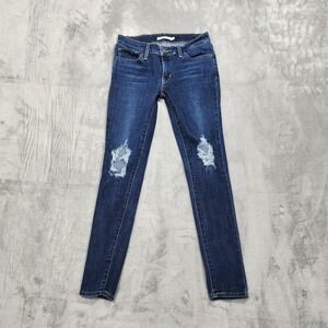 Levi's 711 Skinny Jeans Womens 26 Blue Mid Rise Slim Stretch Distressed Denim